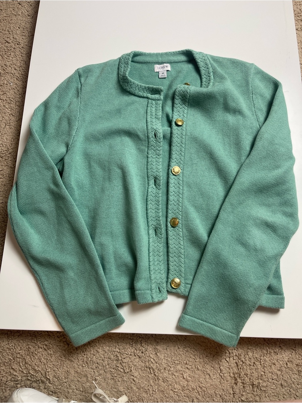 J. Crew Women’s Mint Green Cardigan with Gold Buttons